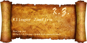 Klinger Zamfira névjegykártya